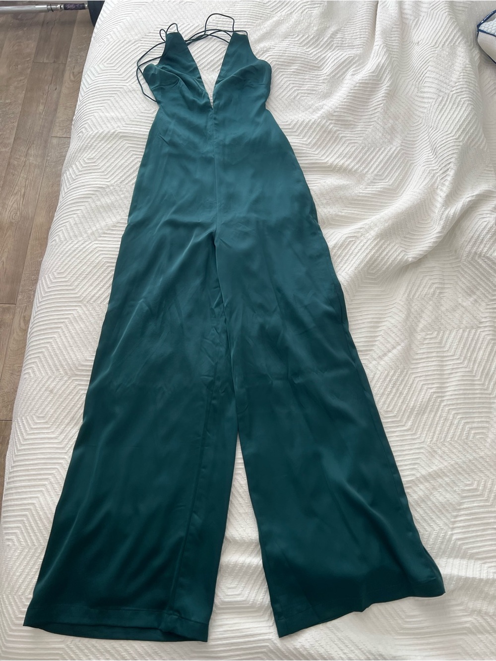 Lulu's Teal Spaghetti-Strap Wide-Leg Jumpsuit